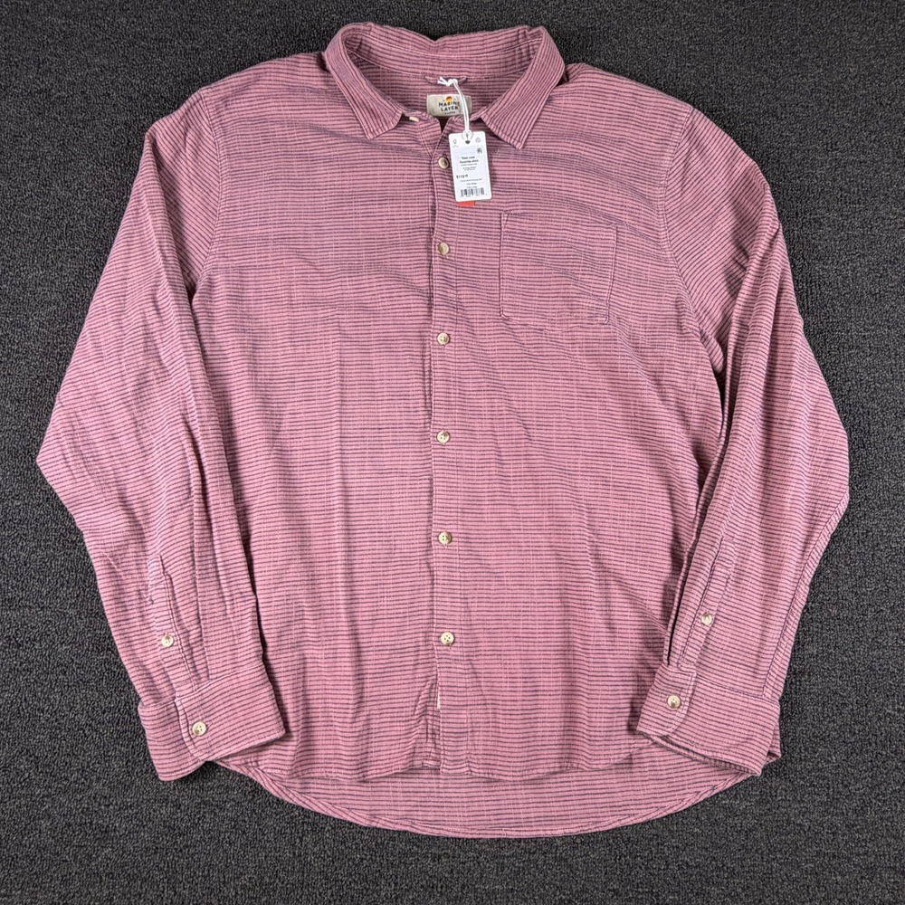 Marine Layer Shirt Mens XL Classic Stretch Selvage Lilas Stripe Button Down NEW